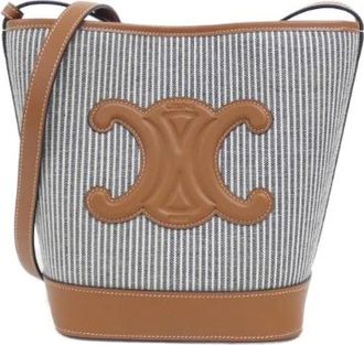 Celine Pre-owned Small Bucket Cuir Triomphe Canvas Calf Shoulder Bag - Pre-owned - Mujer - Azul - ONE SIZE