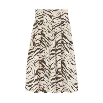 Ganni Printed Stretch Cotton Long Skirt - female - Ganni - Midi Skirts - Multicolor - S - Skirts