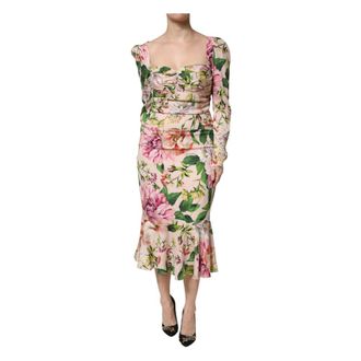 Dolce & Gabbana Dames, Jurken, Veelkleurig, Maat: 2XL Zijde