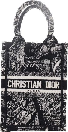 Dior Borsa tote Book verticale Mini Plan de Paris in tela con logo ricamato 2022 - Nero