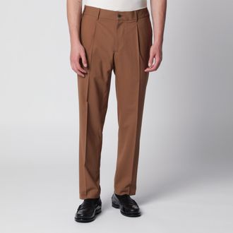 Santaniello Siena earth-colored trousers in wool blend