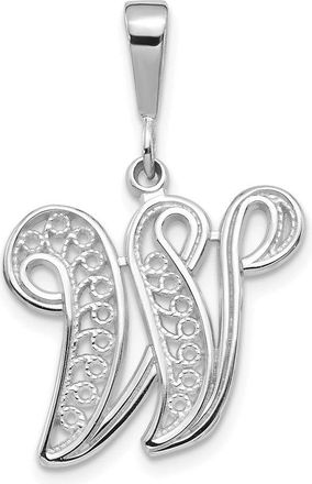 Diamond2Deal 10K White Gold Filigree Initial W Pendant