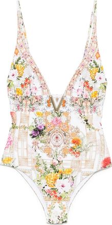 Camilla Costume da bagno a righe - Bianco