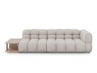 Cosmopolitan Design Sof&aacute; modular izquierdo 4 plazas de terciopelo beige claro