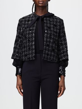 Hanita Cropped Jacket with Houndstooth Embroidery and Sequins
