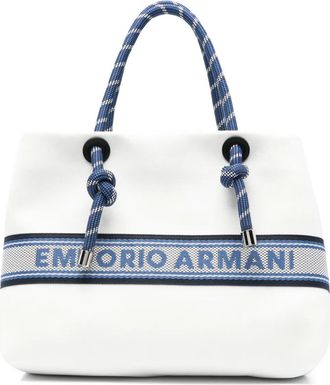 Emporio Armani logo-embroidered tote bag - White