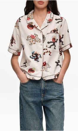 Bimba & Lola Samba Straight Shirt With Decorative Stitching at Nordstrom, Size Large Eu