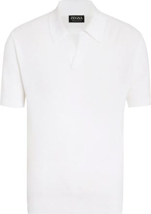 Ermenegildo Zegna v-neck cotton polo shirt - White