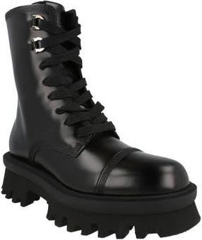 Ferragamo Kira Leather Lug Boot in Black at Nordstrom Rack, Size 8.5
