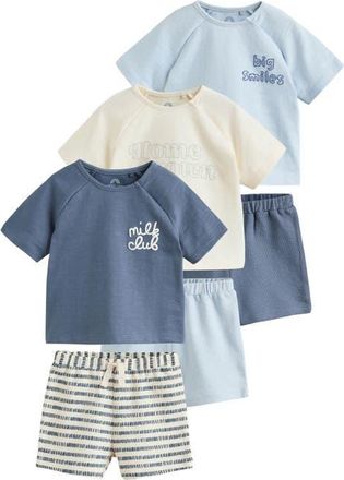 Next 6-Pack Slogan Graphic T-Shirts & Assorted Shorts Set in Blue at Nordstrom, Size 9-12M