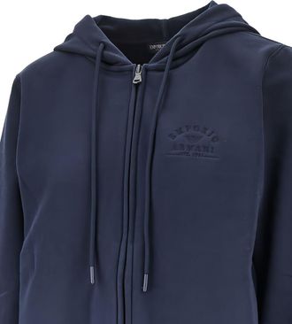 Emporio Armani Embroidered Logo Hoodie - Navy