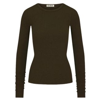 &Eacute;terne Long Sleeve Fitted Top - Dames - Tops - Bruin - Maat: M Katoen