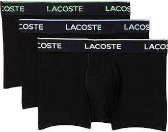 Lacoste 3-pack Crocodile Logo Trunks Mens Underwear Black W/Pink/Blue/Green : XXL (EUR 8), Cotton/Elastane