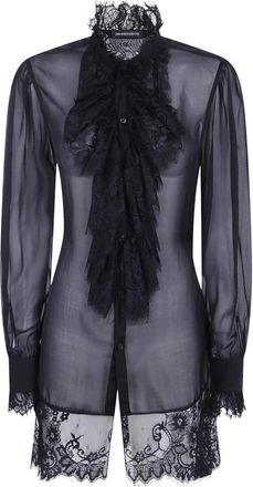 Ann Demeulemeester Camisa Larga Barah de Confort con Volantes de Encaje - Blouses & Shirts - Mujer - Negro - M
