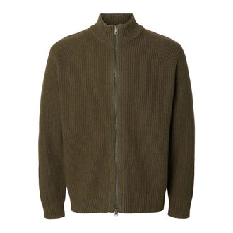 Selected Cody Zip Cardigan - Heren - Truien - Groen - Maat: L Wol