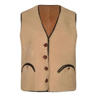 Blaz&eacute; Milano Vests, female, Brown, Size: S Tatoosh Curly Shearling Jacket