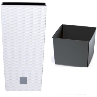 Prosperplast Maceta Rato De 49 Litros Con Inserto 32 X 32 X 61 Cm En Color Blanco