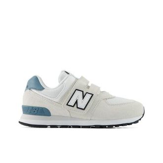 New Balance Kids 574 Hook & Loop in Grey/White Leather, size 13.5