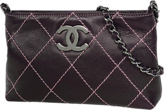 Chanel Purple Leather Pouch (Pre-Owned)