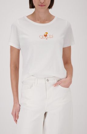 Monari T-Shirt MONARI cincin, Damen, Gr. 38, off, wei&szlig;, Web, Obermaterial: 100% Baumwolle, unifarben, regular fit normal, Rundhals, eingesetzt abgesteppte Ka