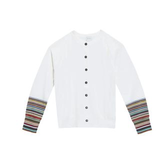 Paul Smith Cardigans, female, White, M, Cardigan Merinos Maniche Stripes