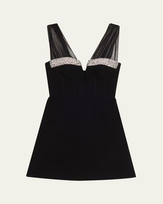 Rebecca Vallance Astros Crystal-Trim Crepe Mini Dress