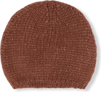 Cortana Baby Alpaca en Zijde Gebreide Beanie - Dames - Hoeden - Bruin - M - Wol - Accessoires