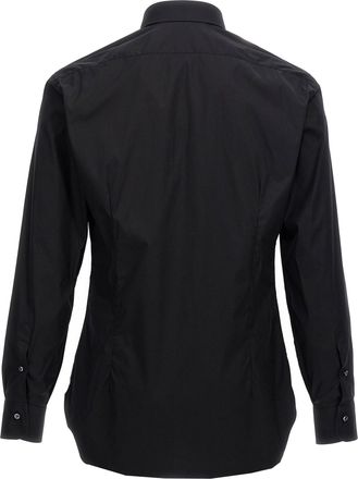 Barba Stretch Cotton Poplin Shirt - Black