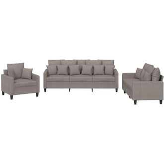 vidaXL Juego De Sof&aacute;s Con Cojines 3 Piezas Tela Gris Taupe Vidaxl