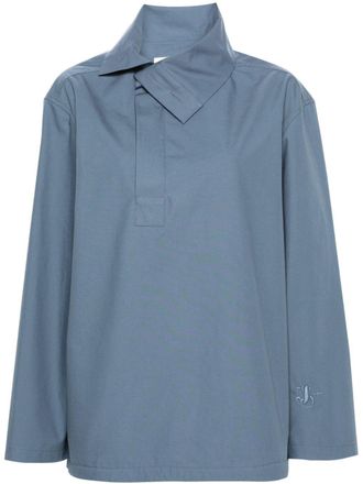 Jil Sander logo-embroidered cotton blouse - women - Cotton - S - Blue