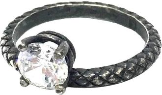 Bottega Veneta Intrecciato Silver 925 Band Ring (Pre-Owned)