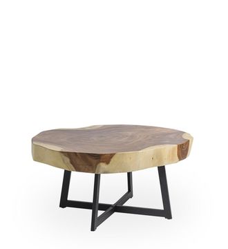 Moycor Mesa de centro de madera marr&oacute;n y hierro negro