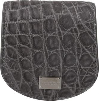 Dolce & Gabbana Exotische Grijze Leren Condoom Portemonnee - Heren - Portefeuilles - Grijs - ONE Size - Accessoires