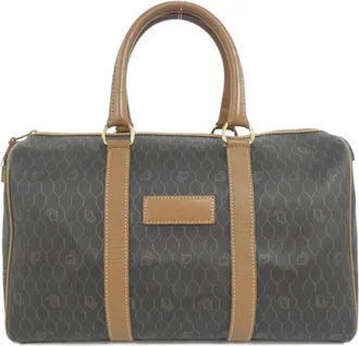Dior Brown Coated Canvas Boston Bag (Pre-Owned)