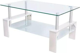 Inter Link SAS tavolino salotto con vetro bianco