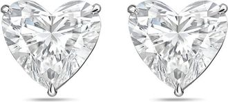 Diana M. Jewels 14Kt White Gold 12.00 cts Lab Grown Heart shaped Diamond Studs