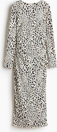 H&M Open-back Jersey Dress in Cream/leopard Print at Nordstrom, Size X-Small