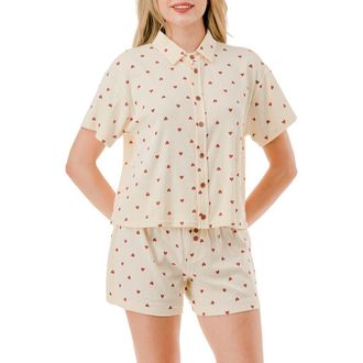 MARCUS ADLER Heart Pajamas in White at Nordstrom Rack, Size X-Large