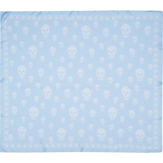 Alexander McQueen Skull Print Silk Scarf in Iceblue/White at Nordstrom