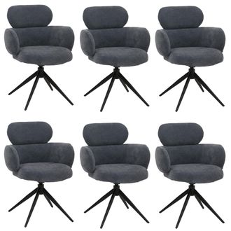 Hhg Juego De 6 Sillas De Comedor Hhg-259, Silla De Cocina, Giratoria Con Retorno Autom&aacute;tico, Tela (310 G/m&sup2;) Chenilla &Ouml;ko-tex, Gris Azulado