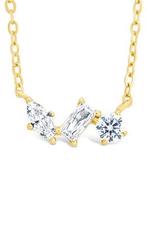 Sterling Forever Trio Cut Cubic Zirconia Pendant Necklace in Gold at Nordstrom