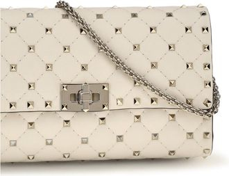 Valentino Garavani Womens Shoulder Bag Rockstud Spike Light Ivory Leather Calf