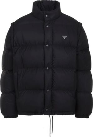 Prada Medium-weight Re-Nylon donsjas - Heren - Gewatteerde jassen - Zwart - L - Nylon - Jassen