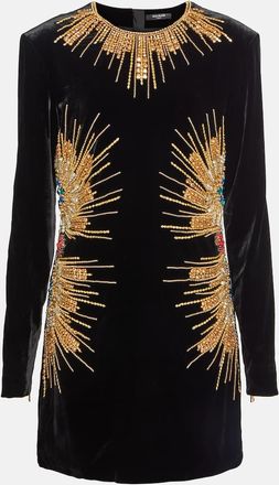 Balmain Embellished velvet minidress