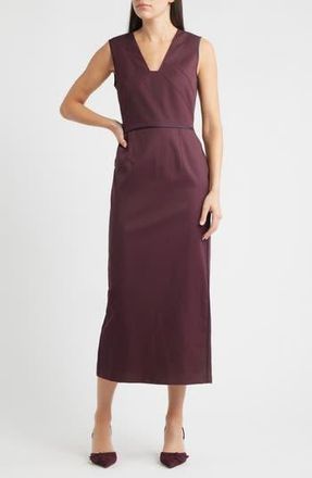 BOSS Drumialdan Virgin Wool Midi Sheath Dress in Dk Prple at Nordstrom Rack, Size 12