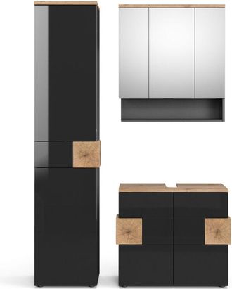 Vicco Conjunto De Muebles De Ba&ntilde;o Eden, Antracita, 3 Partes, Con Mueble Alto