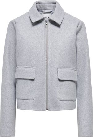 Only Kurzjacke ONLY ONLVELA ZIP SHORT JACKET OTW, Damen, Gr. XL, light grau melange, Web, Obermaterial: 92% Polyester, 8% Viskose, unifarben, h&uuml;ftlang, Jac
