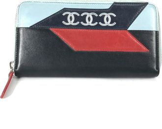 Chanel blue Leather Long Wallet (Bi-Fold) (Pre-Owned)