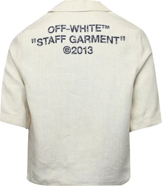 Off-white Womens Off White Off Linen Shirt in Beige Light - Multicolour - Size 6 UK
