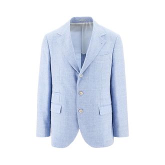 Brunello Cucinelli M&eacute;lange chevron twill single-breasted jacket Man 50